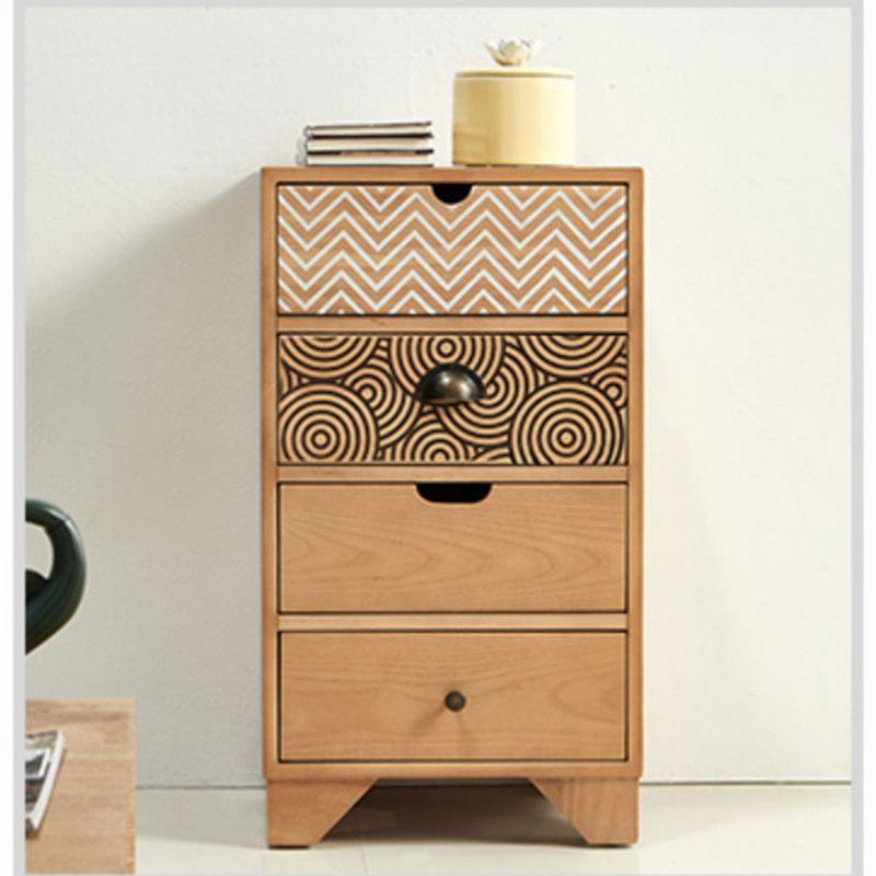 Solid wood retro locker against the wall