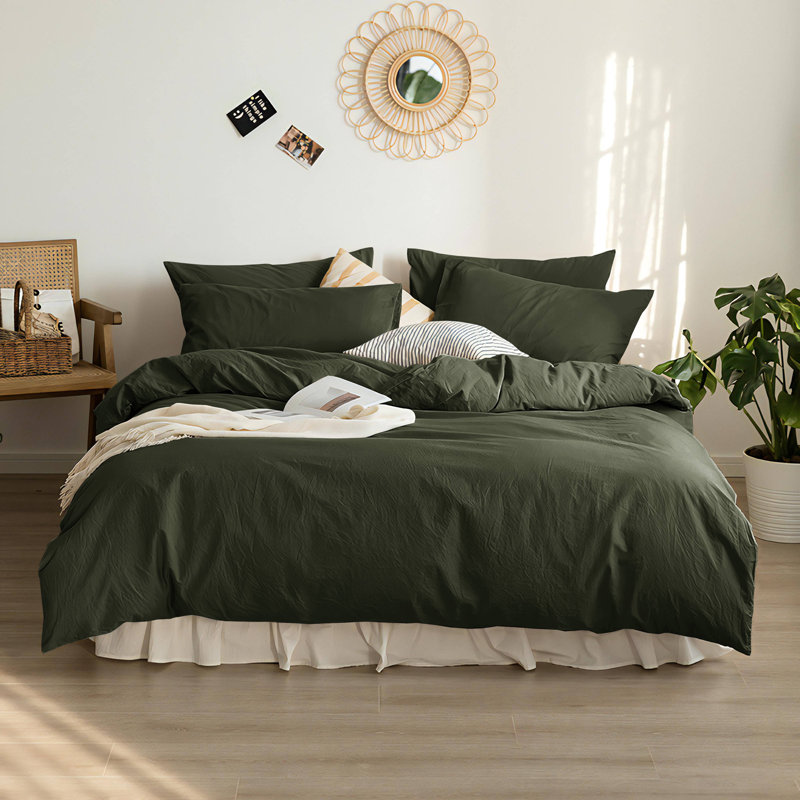 Ensemble de housse de couette, Vert d’armée, Housse de couette très grand et 2 taies