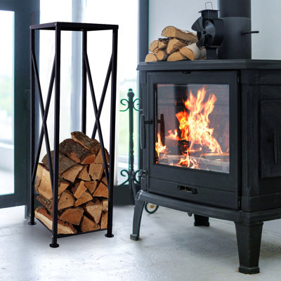 Porte-bûches décoratif en bois de chauffage pour porte-bûches de foyer extérieur