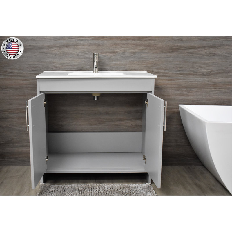 Ensemble de meuble-lavabo simple 36" Amrooti, Gris