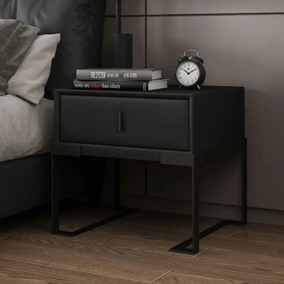 Chrysanthi Luxury Bedside Table Solid Wood Cabinet Mini Leather