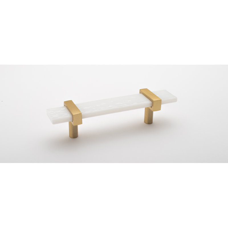 5.5 Length Bar Pull, Satin Brass/White