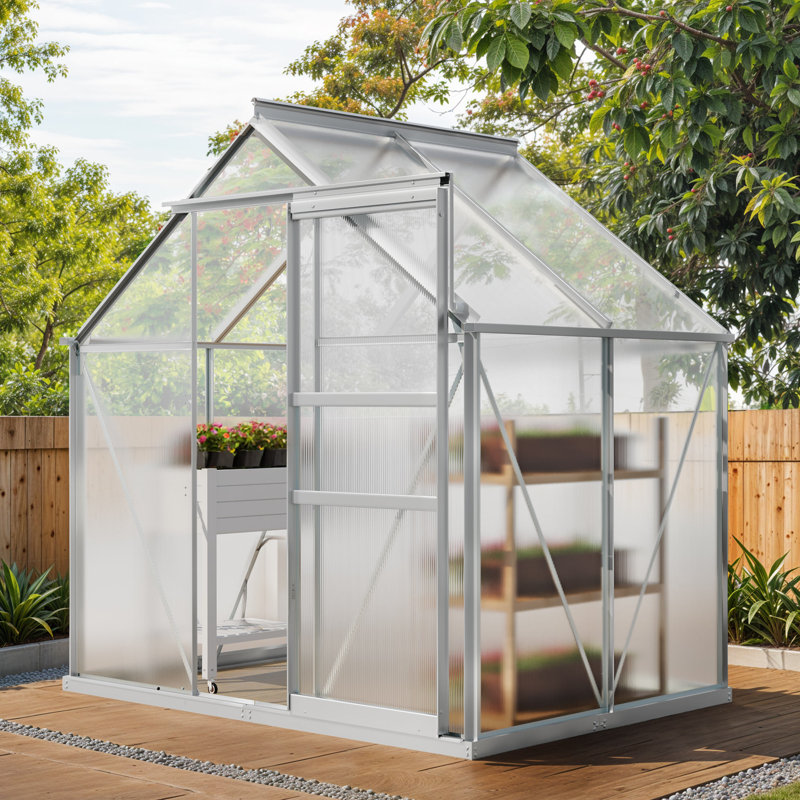 Compact Walk In Greenhouse for Garden Backyard, 78" H x 74.40" W x 194.40" D