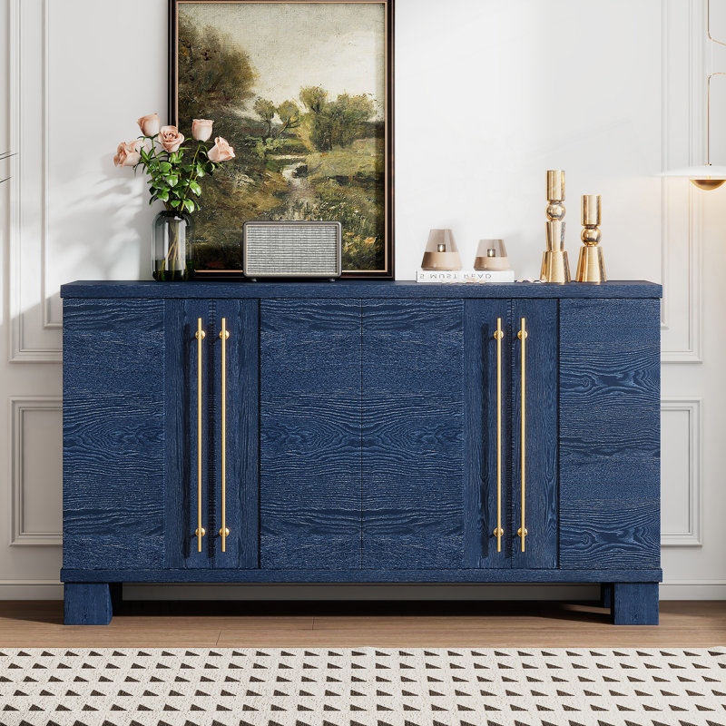 Buffet de rangement de style élégant avec tablettes réglables et poignées dorées