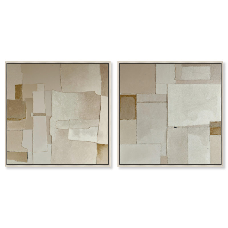 Vanilla Set Canvas Abstract Print by Oliver Gal, Black Frame, 12 x 12, 21"H x 21"W, Silver Floater Frame