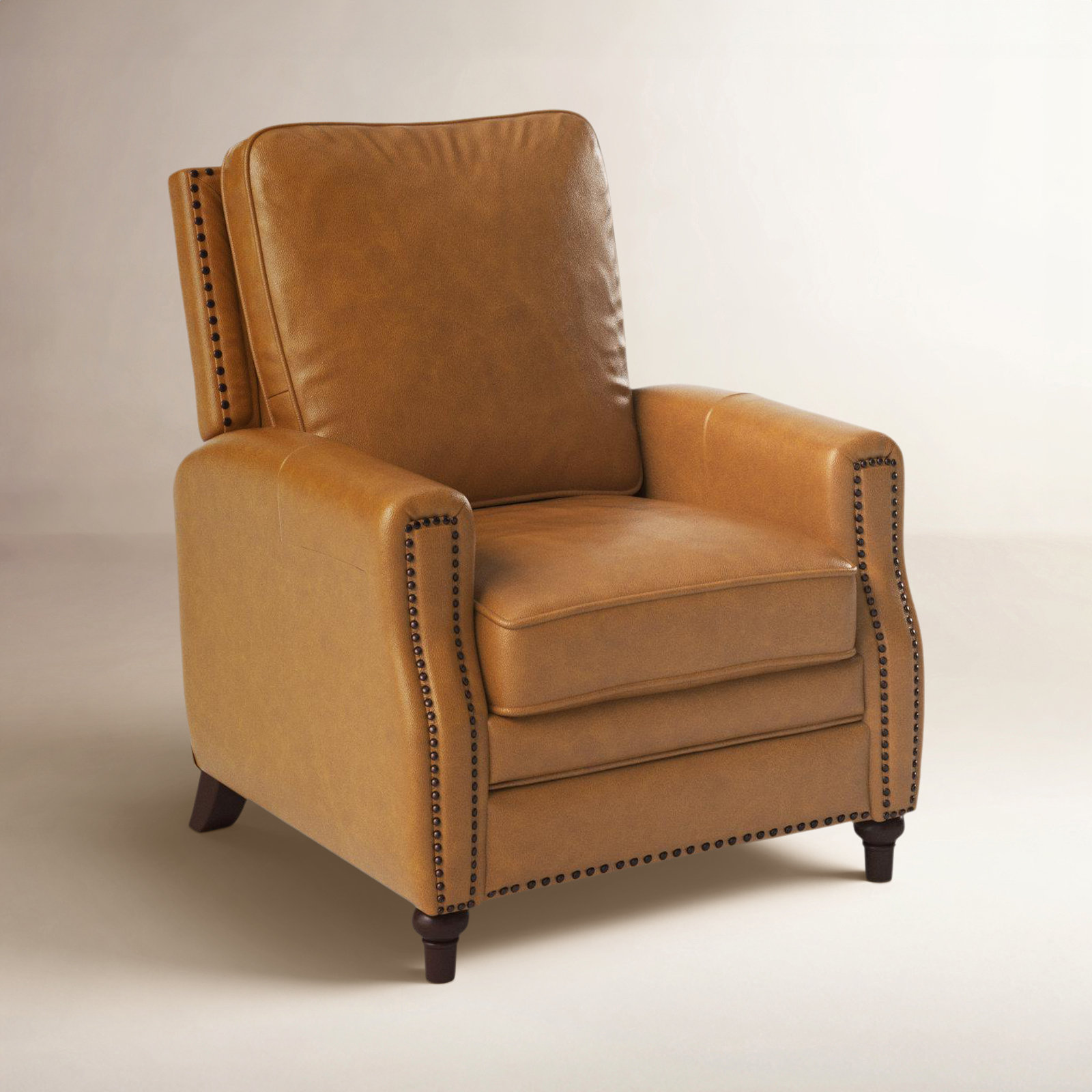 Andrena 33" Genuine Leather Manual Recliner, Camel Top Grain Leather