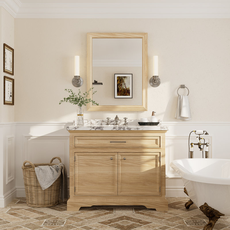 Miroir mural Amara, 36 po x 28 po, Bois jaune clair
