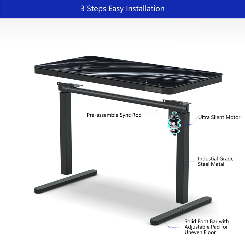 120Cm W Rectangular Standing Desk, Black
