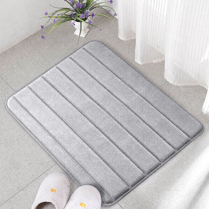 Nequan Memory Foam Non-Slip Bath Mat, 50cm W X 80cm L, Light Grey