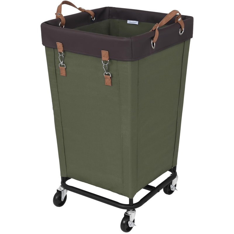 Laundry Basket With Wheels, Large Rolling Hamper (Green), Green