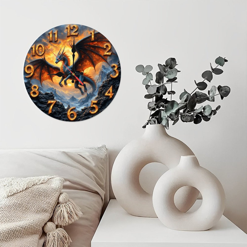 Horloge murale en bois 10 po, mouvement silencieux, à piles (piles AA non incluses), décor artistique, parfait pour les décorations