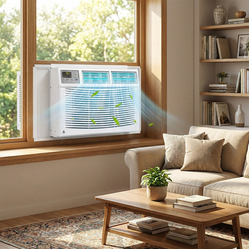 Climatiseur de fenêtre 10000BTU, climatiseur de fenêtre à CA avec télécommande, filtre réutilisable, fenêtres de climatiseur jusqu'à 450 pieds carrés
