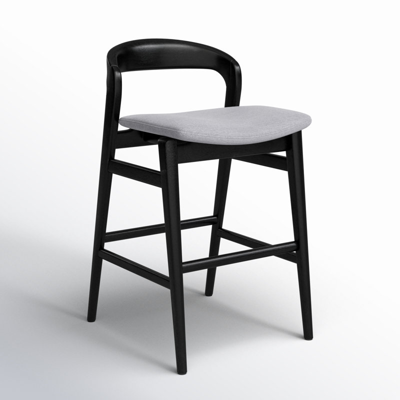 Anela Upholstered Counter Stool with Solid Wood Frame, Essence Gray/Ebano Frame, Counter Stool (25.25" Seat Height)