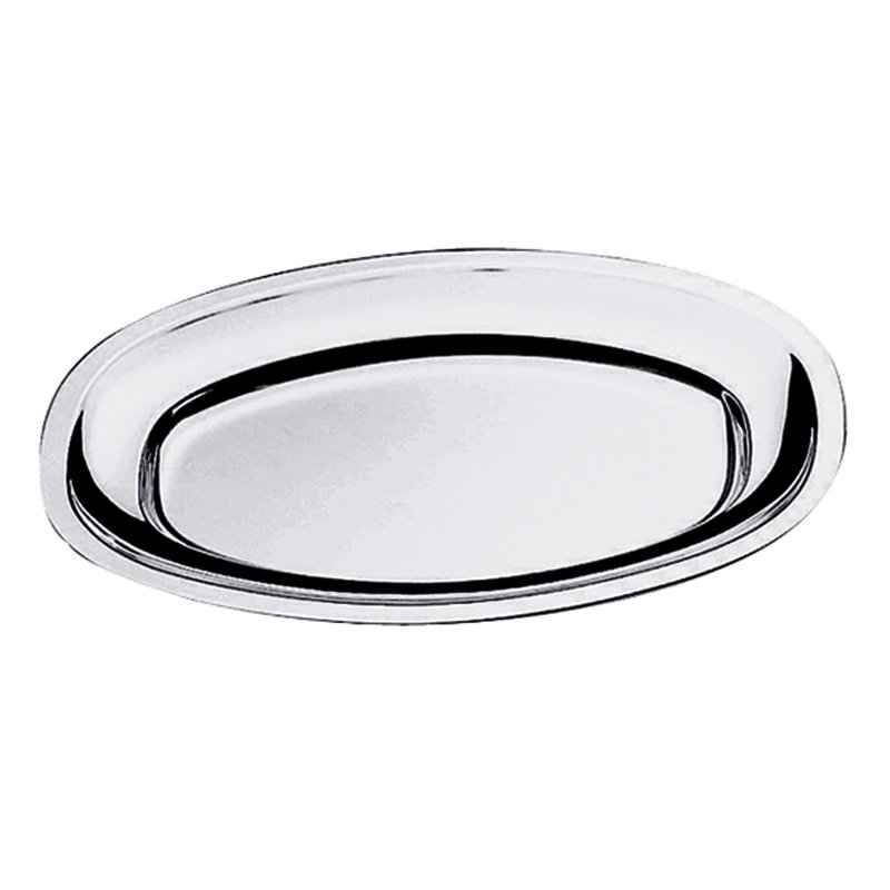 Assiette de service ovale avec rebords renforcés 6 pièces - menu et banquet - Acier inoxydable