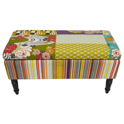 Ceri 82cm Wide Rectangle Patchwork Standard Ottoman with Storage