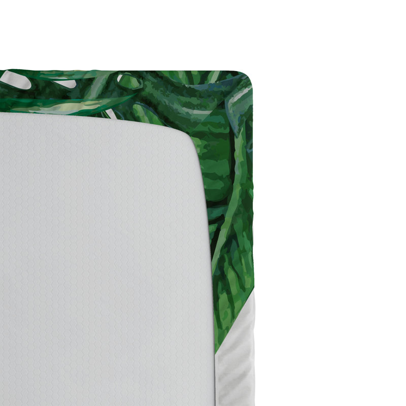 Ambesonne Palm Leaf Fitted Sheet 2-Pack Forest Leaves Frame Hunter Green, Full Fitted Sheet