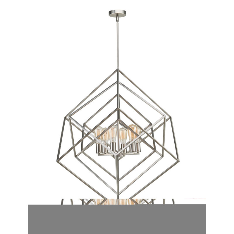 Lustre géométrique à 6 lumières, Nickel brossé