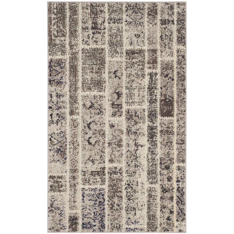 Tapis beige à motif géométrique Amrane, Rectangle 3 pi x 5 pi