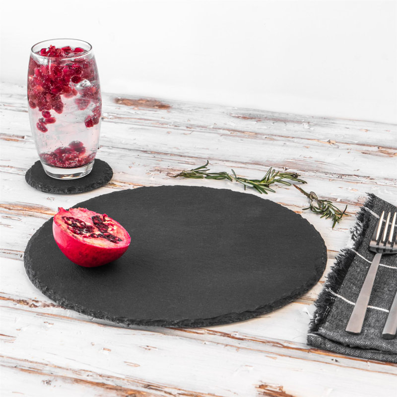Argon Tableware - Round Slate Coasters - 10cm