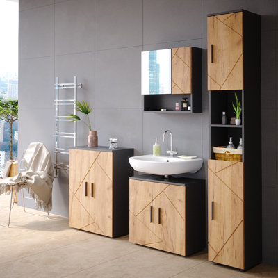 Biftu 60Cm W x 192Cm H x 30Cm D Bathroom Storage Furniture Set
