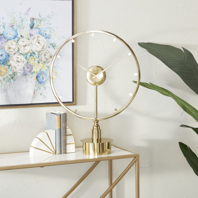 Horloge de table moderne en acier inoxydable, Or