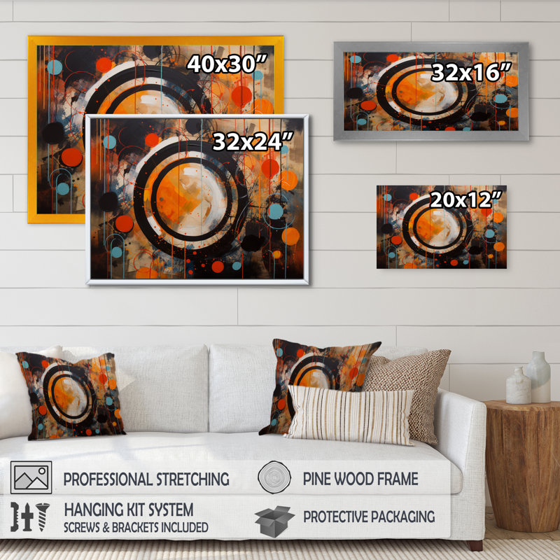 Fascinating Abstract Shapes II - Art mural abstrait sur toile, H 12 po x l 20 po x P 1 po, Toile tendue