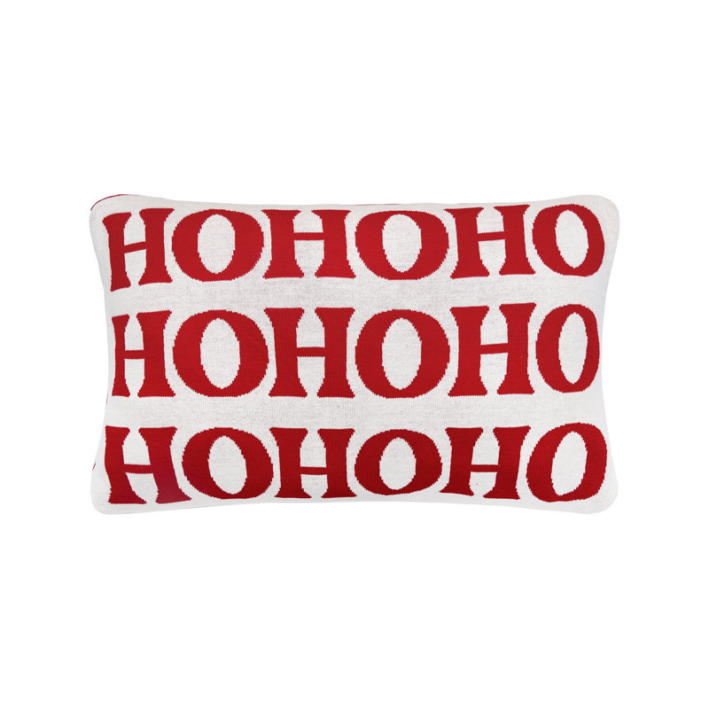 Festive Red and White Knitted Holiday Throw Pillow