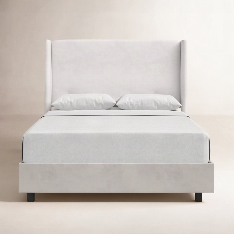 Tilly Upholstered Bed, Queen, Classic White Velvet