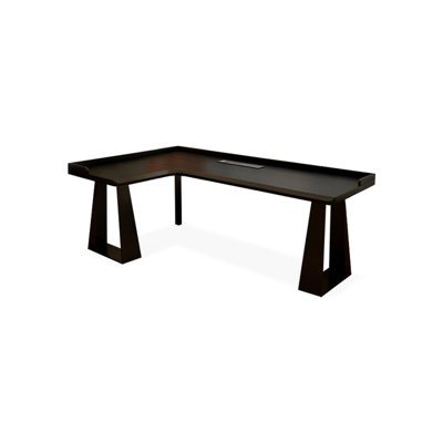 Black L-Shaped Solid Wood + Iron desk