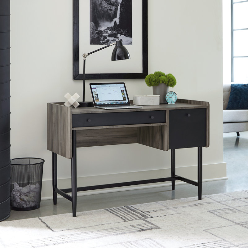 Posner Metal Base Computer Desk, Jet Acacia