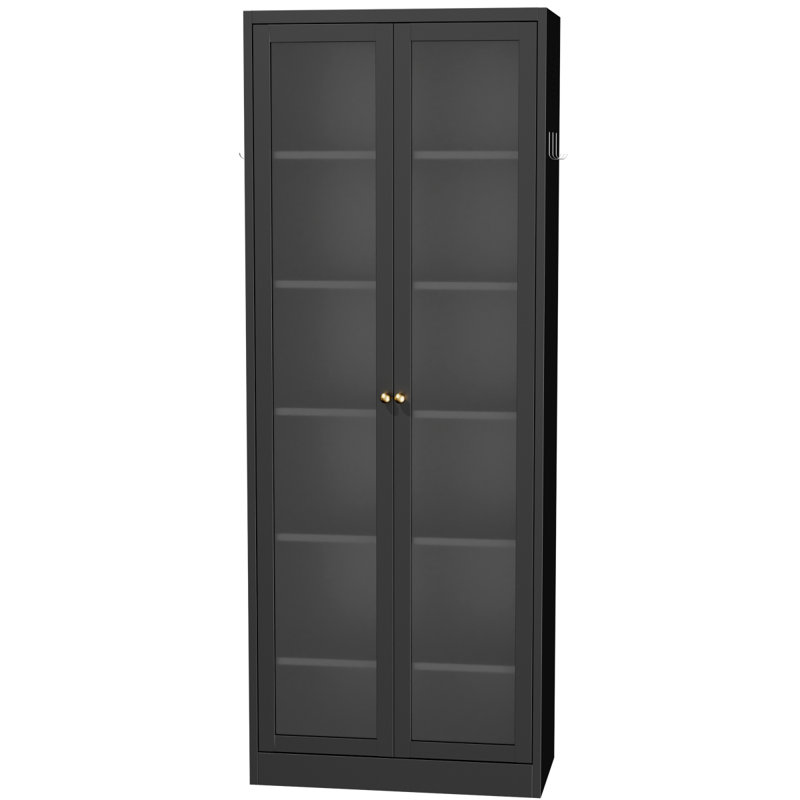 Armoire de cuisine en métal - 72 po de hauteur avec 5 tablettes réglables, armoire autoportante noire pour cuisine / garde-manger / salle de bain