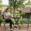Outsunny 3 Pieces Outdoor Bistro Set Glass Top Table 2 Folding Chairs Black