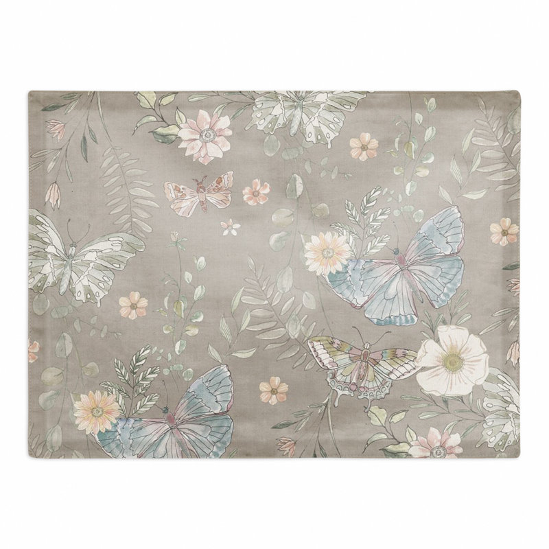 Papillons sur un napperon d'extérieur, gris, Butterfly