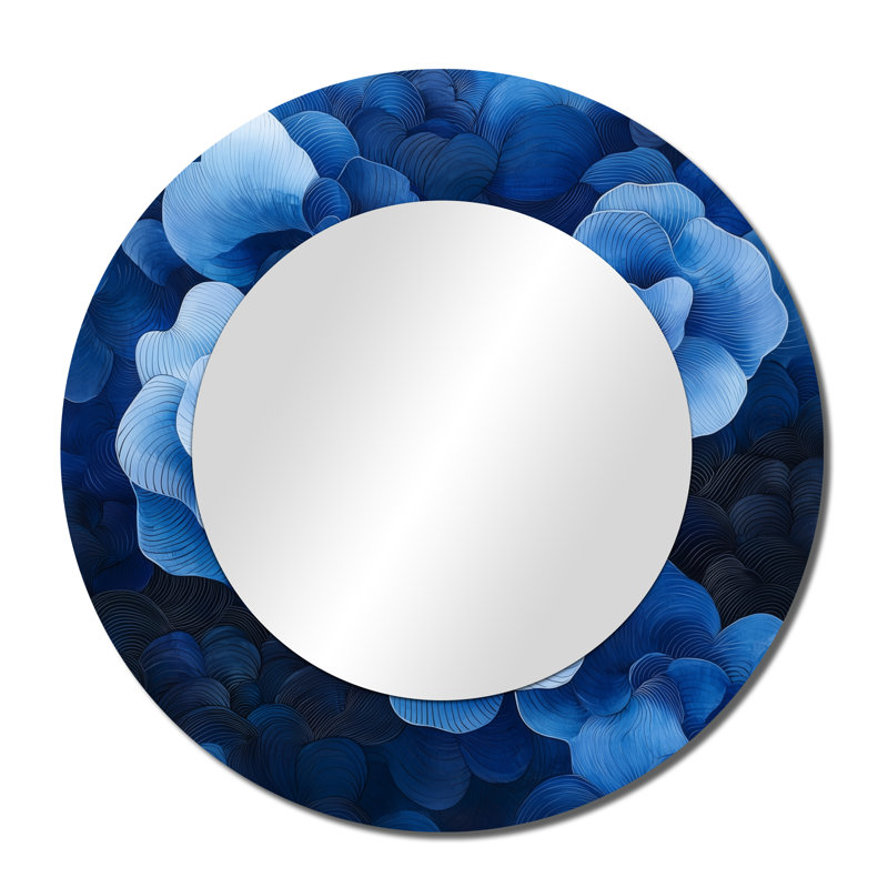 Bleu et blanc hortensia Soundwave Hydrangea - art mural miroir floral - imprimé sur métal, 36 po x 36 po
