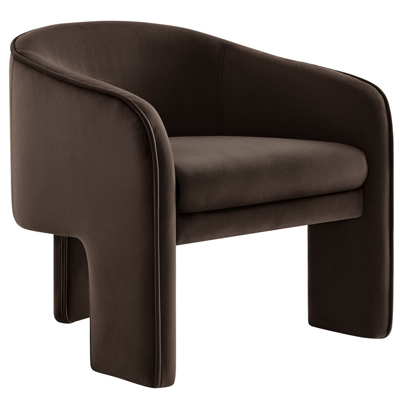Greer Performance Velvet Upholstered Accent Armchair, Chocolate Brown Velvet
