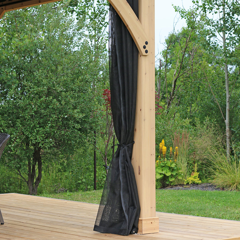 12' x 14' Meridian Mosquito Mesh Kit Premium Phifer UV-Resistant Mesh with Easy Glide Tracks and Full-Length Zippered Panels