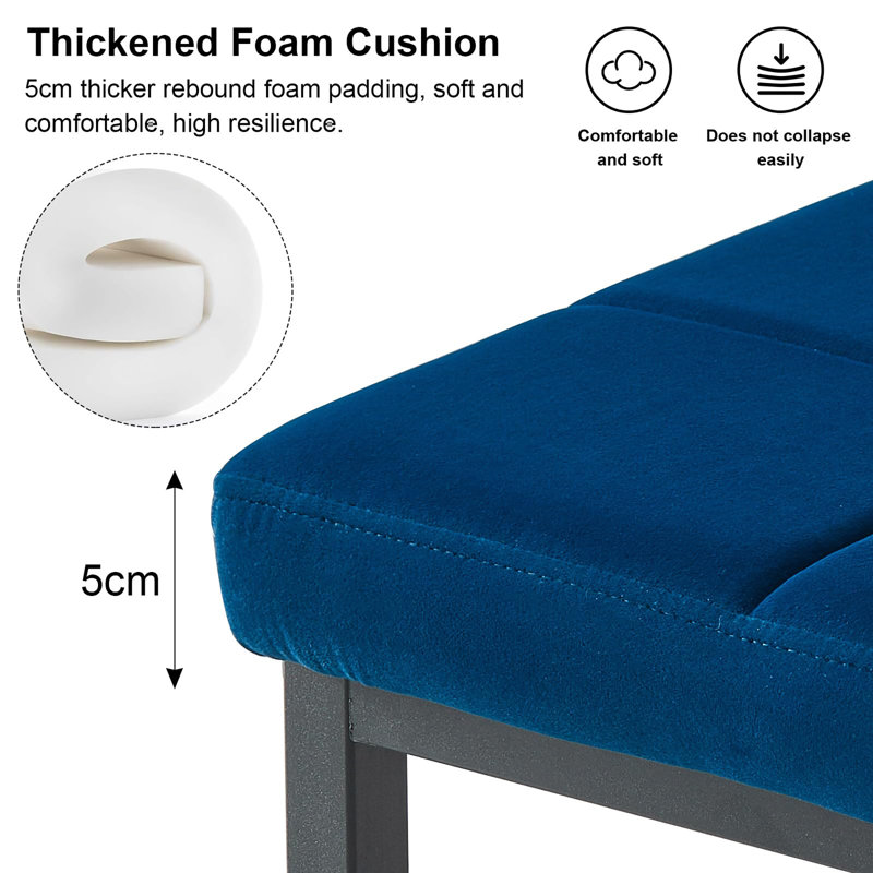 Velvet Upholstered Bench, Blue