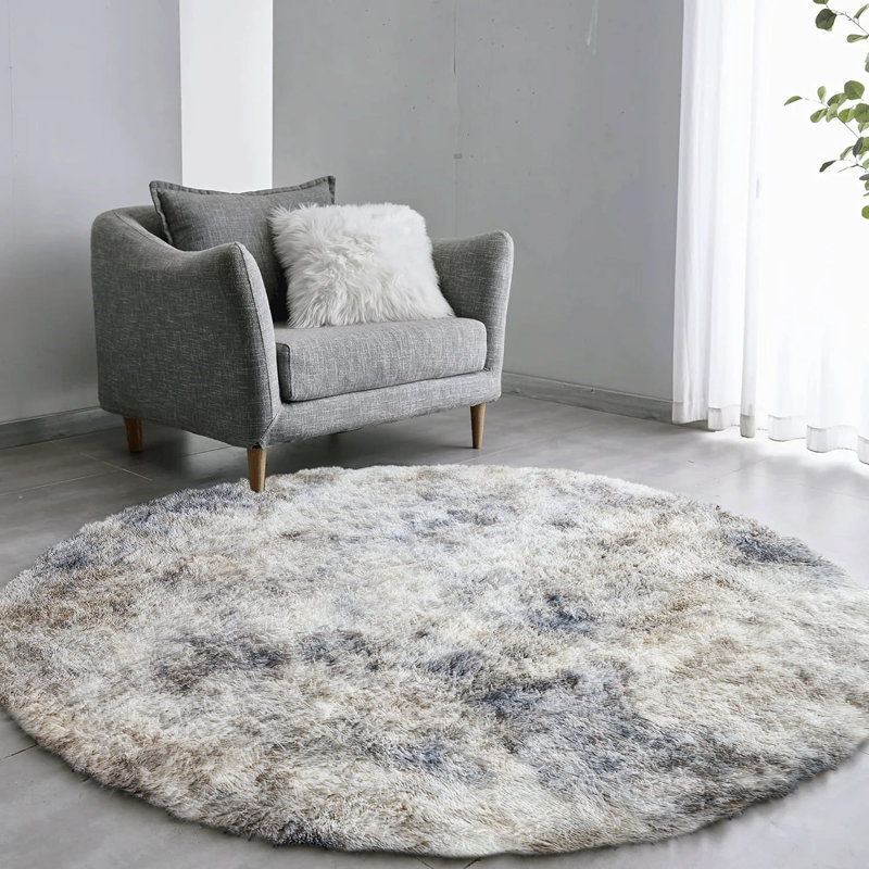 Round Solid Colour Shag 120cm X 120cm Area Rug