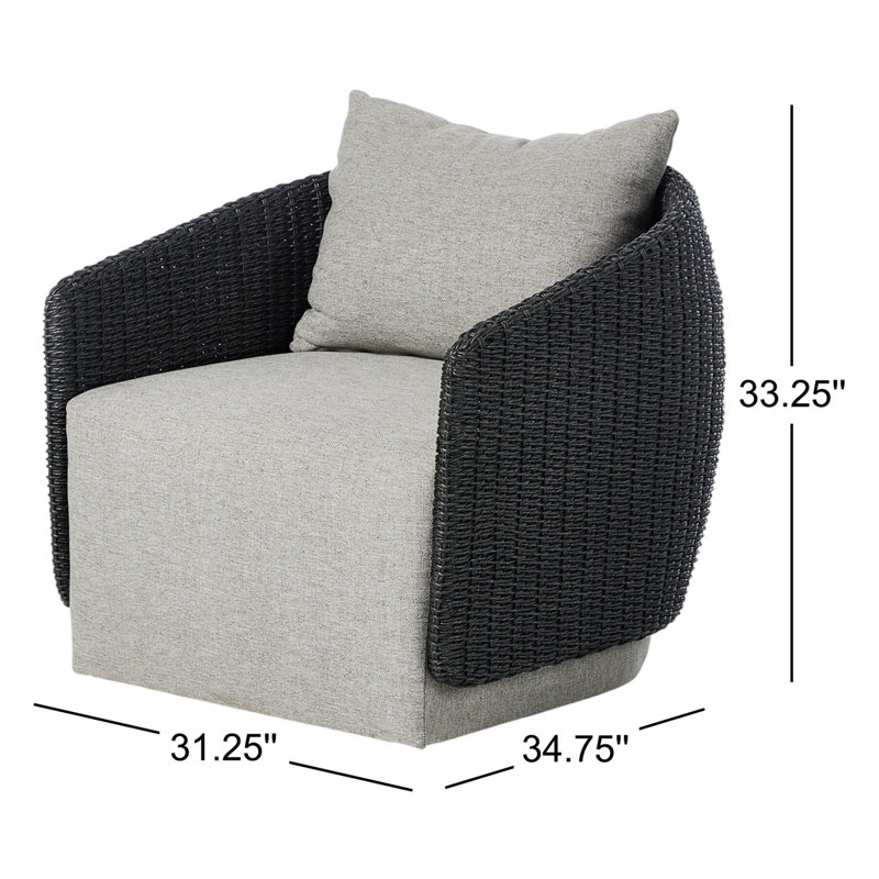 Maven Outdoor Swivel Armchair, Black, Stone Gray