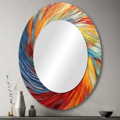 Spiral Symphony II - miroir décoratif spirales abstraites, miroir mural bleu, impression d'art en métal
