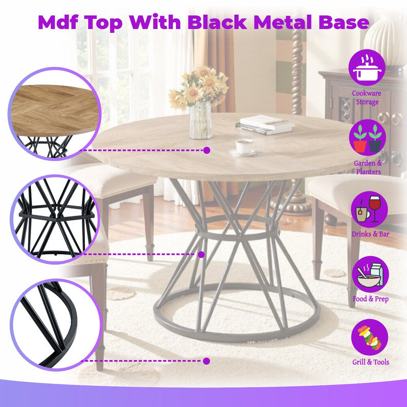 Table de salle à manger ronde Modern, Black,Wood