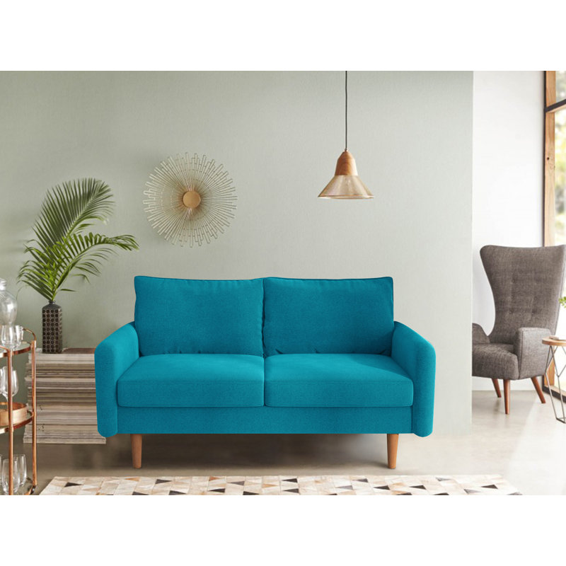 Morrone 57.8'' Velvet Loveseat, Aqua Velvet