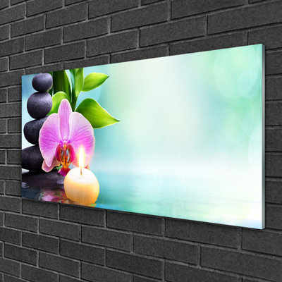 Bamboo Stones Flower - Unframed Graphic Art on Glass