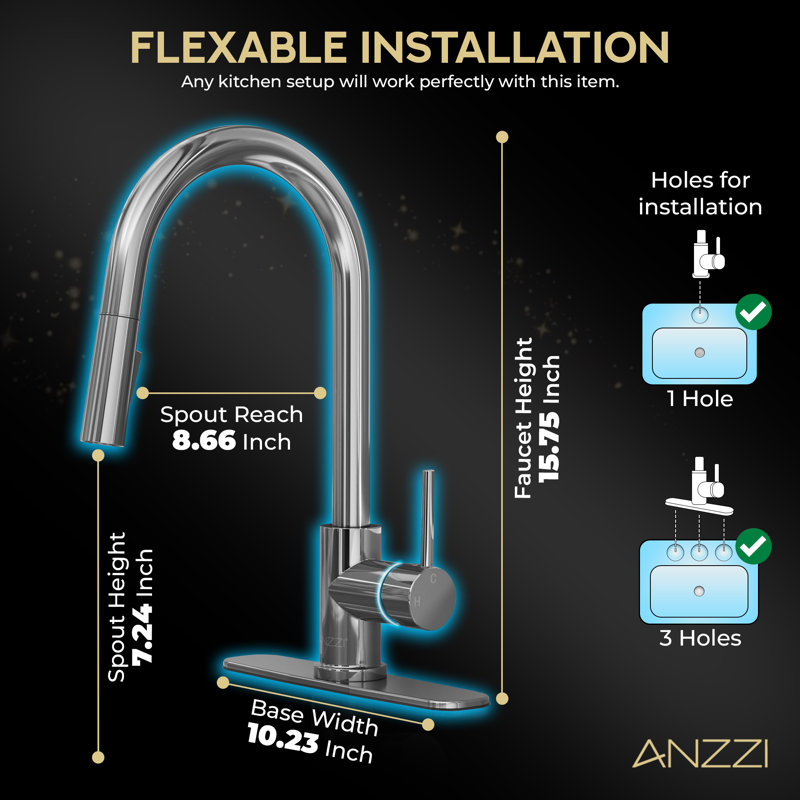 Expedition Series 16 In. 1-Handle Pull-Down Sprayer Kitchen Faucet In Chrome With 1.8 GPM Flow And Dual Spray Modes, Chrome