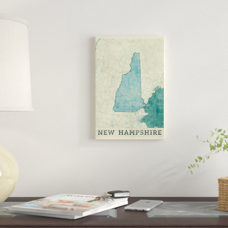 «New Hampshire Map», impression sur toile, H 18 po x l 12 po x P 1,5 po, Toile tendue, Pas de tapis