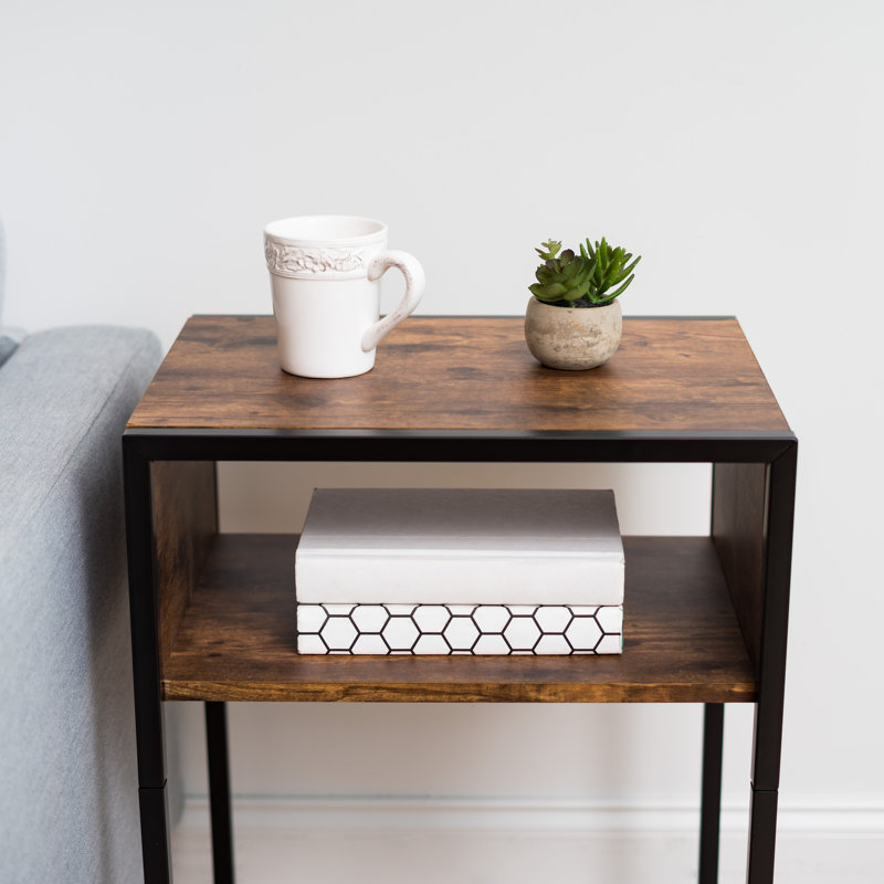 Versatile A-Shape Wood and Metal Cantilever Side Table, Brown