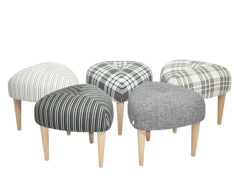 Solid + Manufactured Wood Accent Stool, Cream/Grey