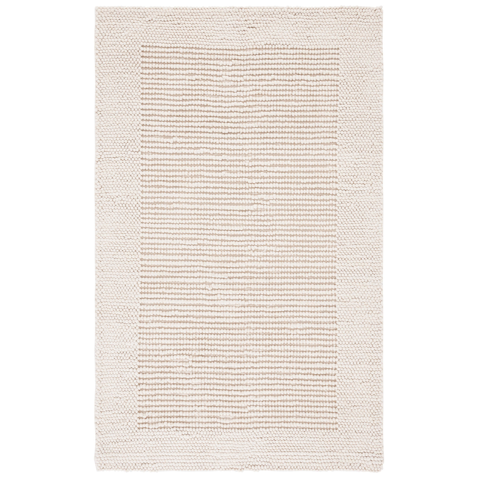 Burdick Ivory Beige Hand-Woven Wool Rug, Rectangle 2' x 3'
