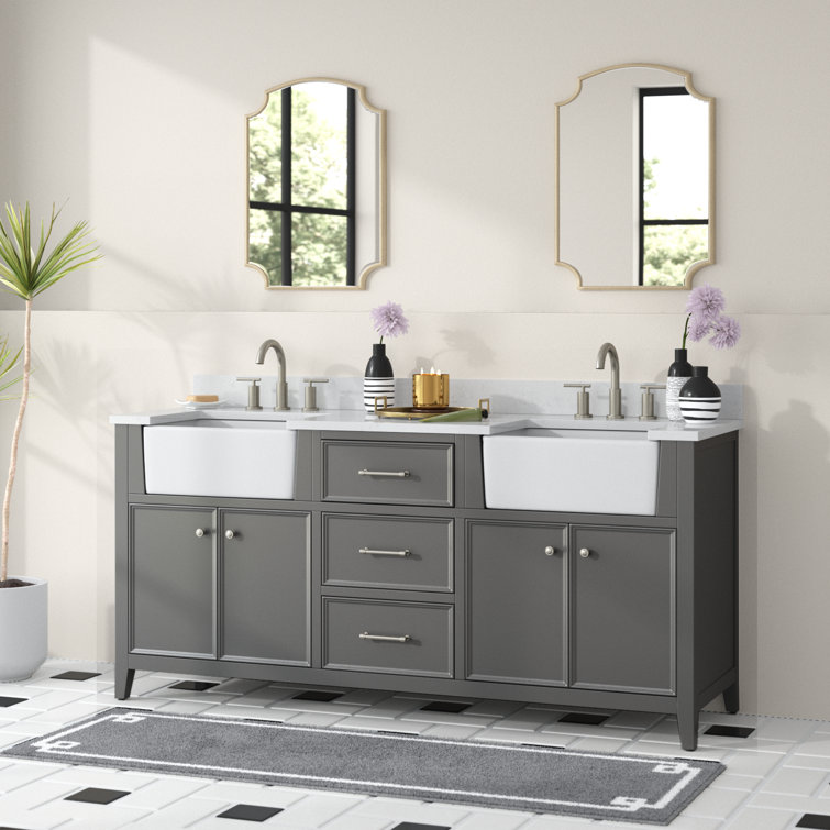 Giffords 72'' Double Bathroom Vanity with Engineered Stone Top