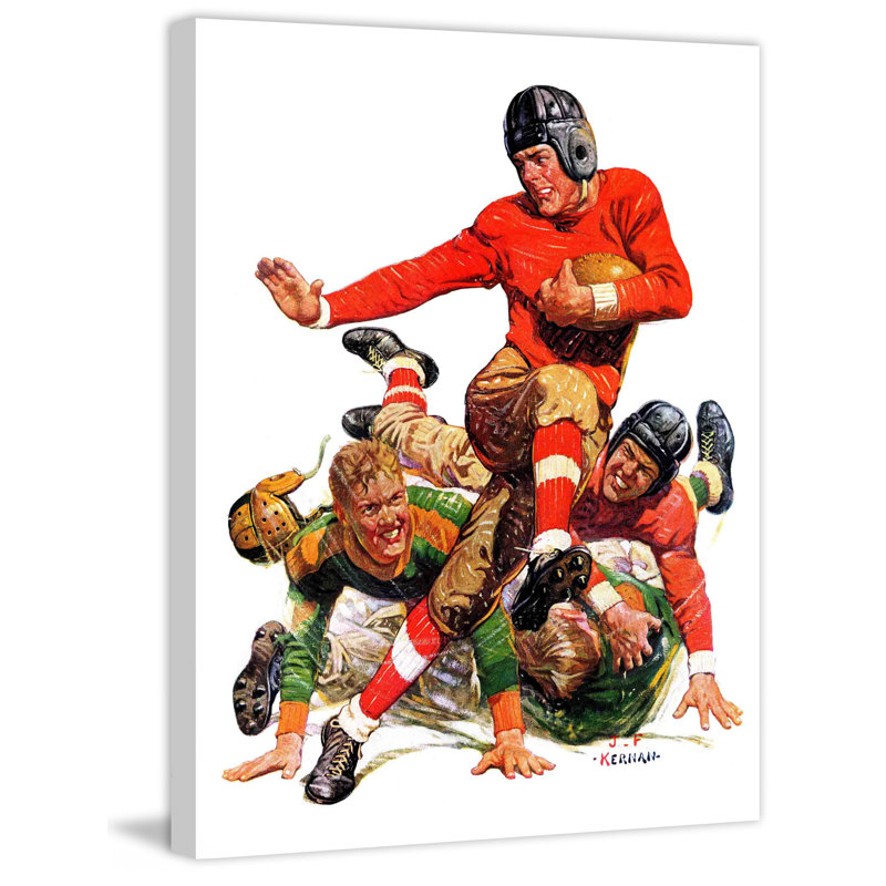 «College Football» par J.F. Kernan, reproduction sur toile tendue, 39" H x 30" W x 1.5" D